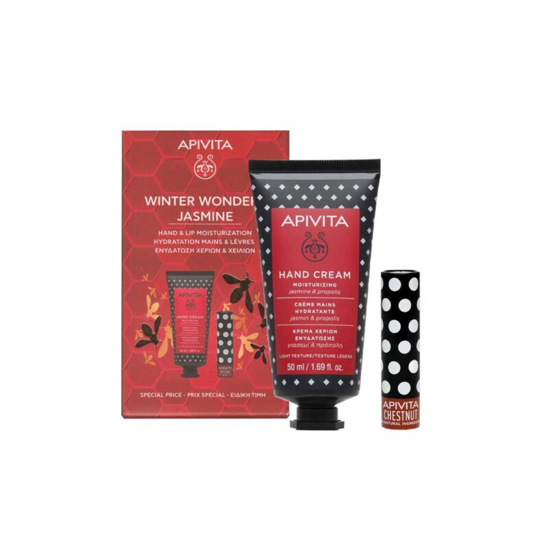 Apivita Winter Wonders Jasmine Hand Cream Ενυδατική Κρέμα Χεριών 50 ml & Lip Care Chestnut 4.4 g