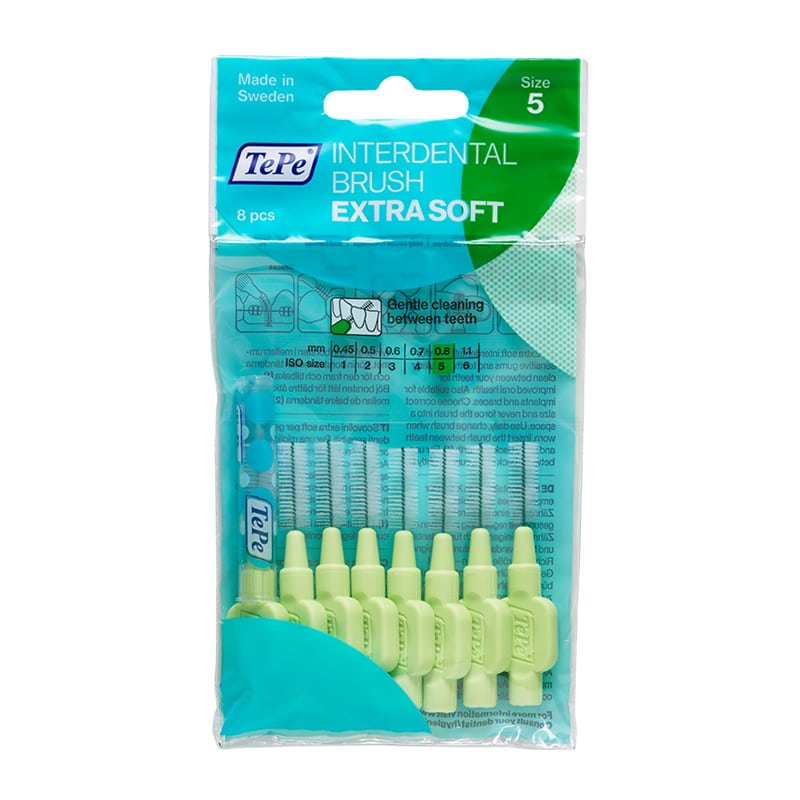 TePe Interdental Brush Extra Soft Μεσοδόντια Βουρτσάκια 0.8 mm Πράσινα 8 τμχ