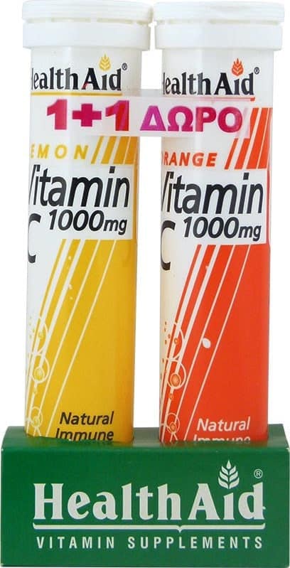 Health Aid Vitamin C 1000 mg 20 αναβράζοντα δισκία Λεμόνι +Δώρο Vitamin C 1000 mg 20 αναβράζοντα δισκία Πορτοκάλι - Image 2