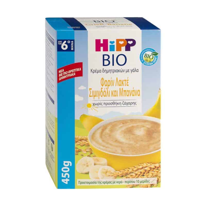 Hipp-Brefikh-Krema-Bio-Farin-Lakte-me-Simigdali-kai-Mpanana-6m+-450-gr-4062300392335