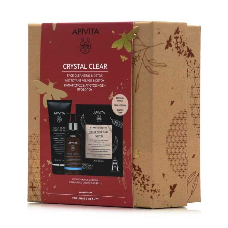 Apivita-Crystal-Clear-Black-Detox-Cleansing-Jelly-150ml-+Toning-Lotion-200ml-+Tissue-Face-Mask-Carob-20ml-5201279093570