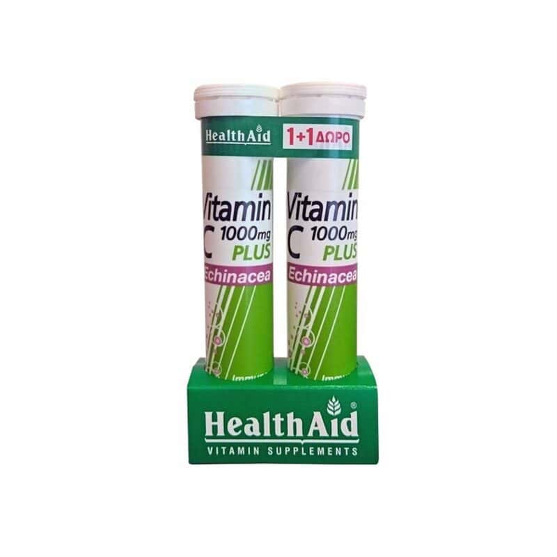 Health-Aid-Vitamin-C-1000-mg-Plus-Echinacea-20-anabrazonta-diskia-1+1-Dwro-5019781056972