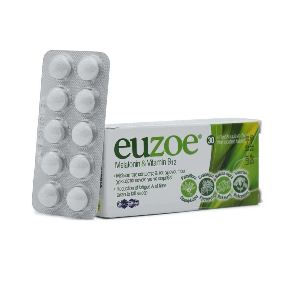 Uni-Pharma-Euzoe-Melatonin-&-Vitamin-B12-30-tampletes-5206938002221