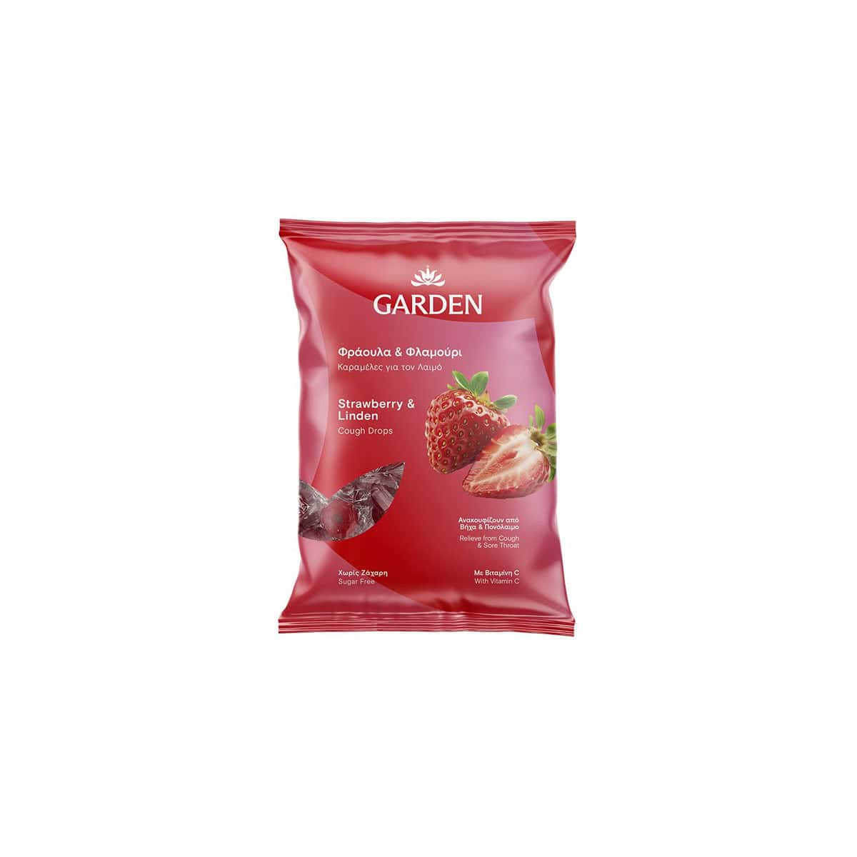 Garden Καραμέλες για το Λαιμό Φράουλα & Φλαμούρι Χωρίς Ζάχαρη 60 gr