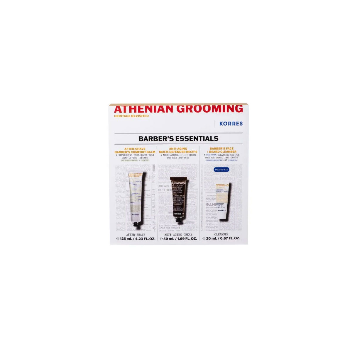 Korres Barber's Essentials After-Shave125 ml & Anti-Aging Cream 50 ml & Cleanser 20 ml