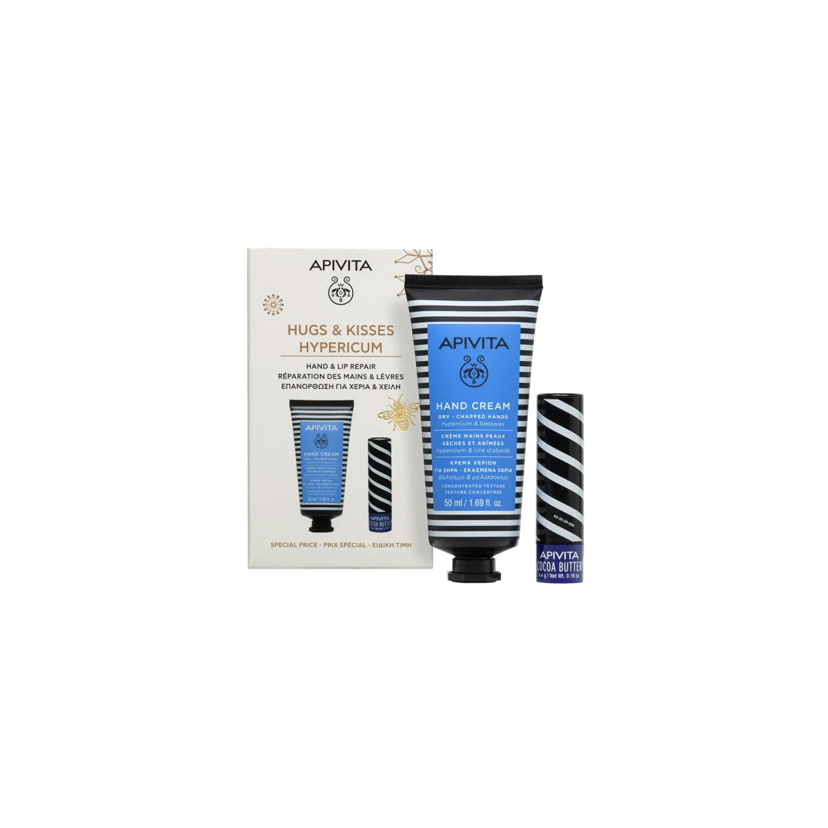 Apivita Hugs & Kisses Honey Κρέμα Χεριών 50 ml & Lip Balm Honey 4,4 g
